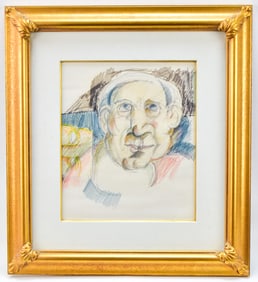 BOB GUCCIONE 'MEN'S PORTRAIT' COLORED PENCIL ON PAPER