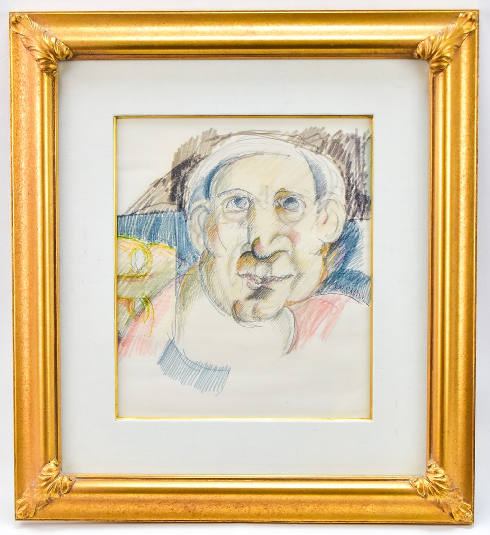 BOB GUCCIONE 'MEN'S PORTRAIT' COLORED PENCIL ON PAPER (1 of 5)