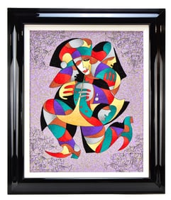 ANATOLE KRASNYANSKY "RUNNING JESTER" MIXED MEDIA ON CANVAS