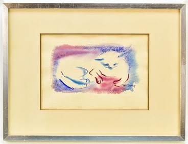 CAT WATERCOLOR ON PAPER BY MCBERRY
