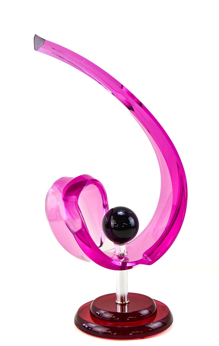 SHLOMI HAZIZA POST MODERN MAGENTA ACRLYLIC SCUPTURE (1 of 4)