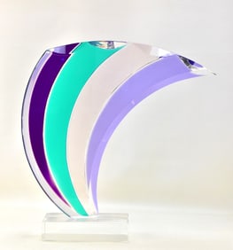SHLOMI HAZIZA SIGNED LUCITE WAVE SCULPTURE
