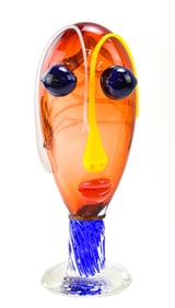 MURANO ART GLASS ABSTRACT FACE SCULPTURE