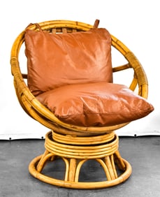 MIDCENTURY RATTAN SWIVEL ROCKER