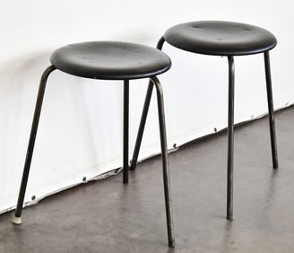 ARN JACOBSEN STYLE DOT STOOL PAIR