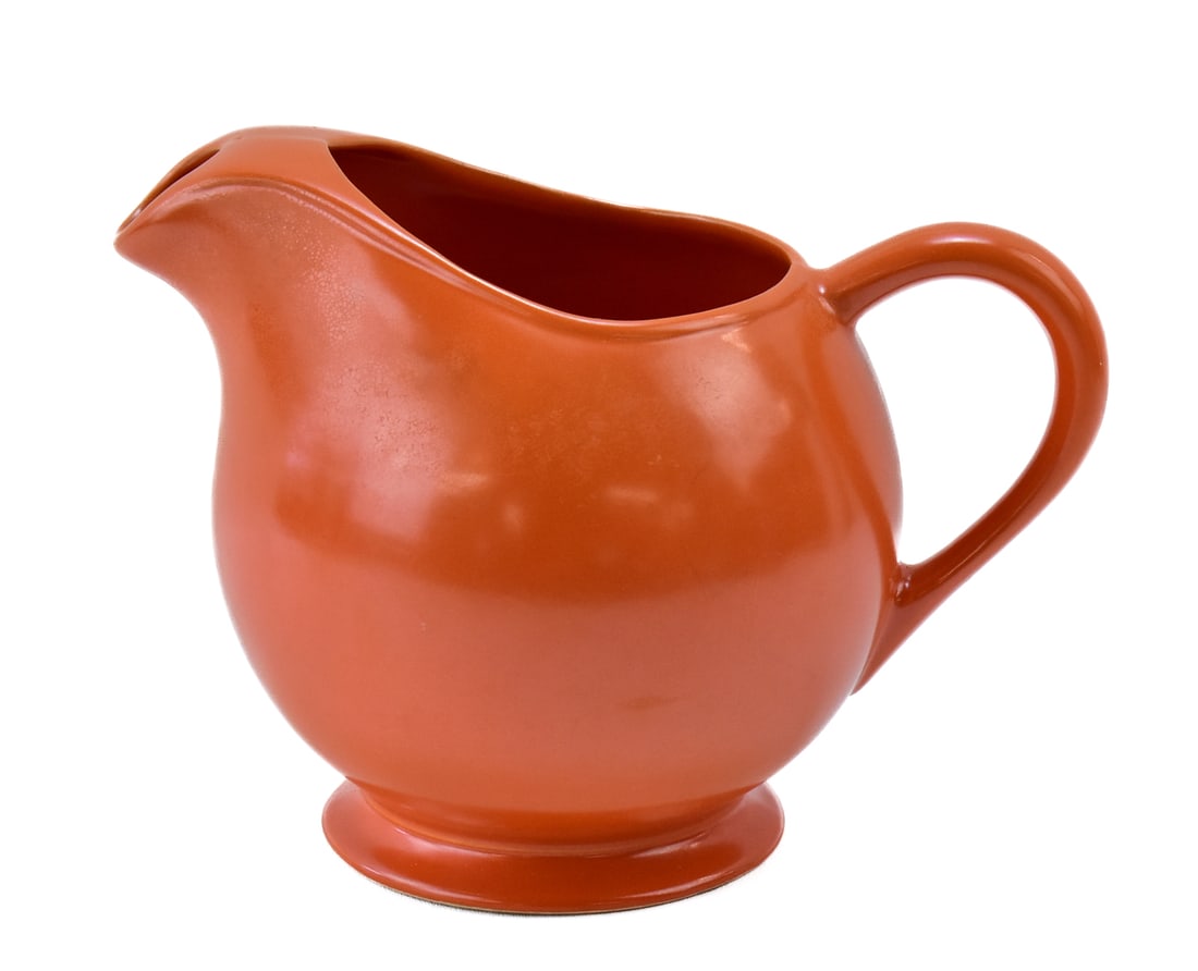 MATTE ORANGE GLAZE STONEWARE PITCHER (1 of 2)