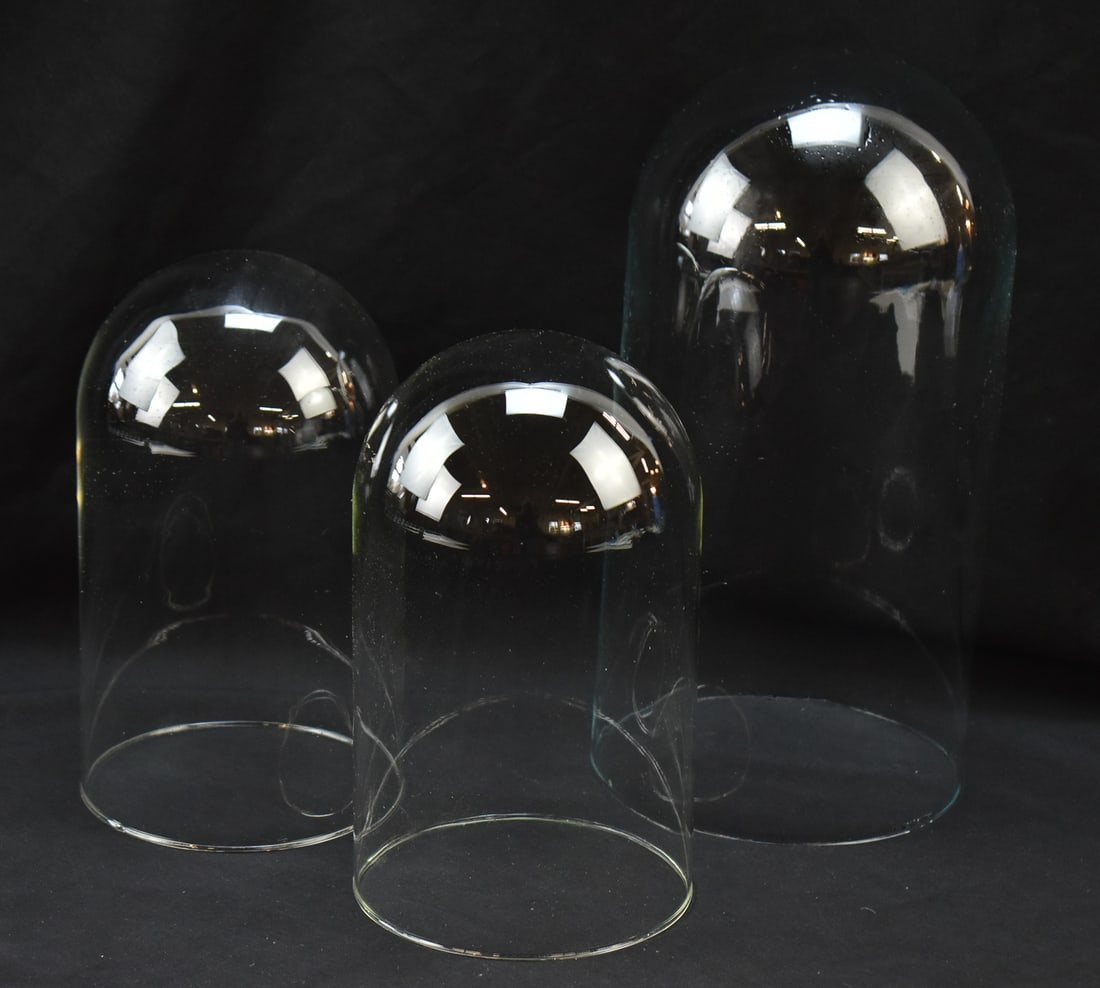 THREE GLASS CLOCHES (1 of 2)