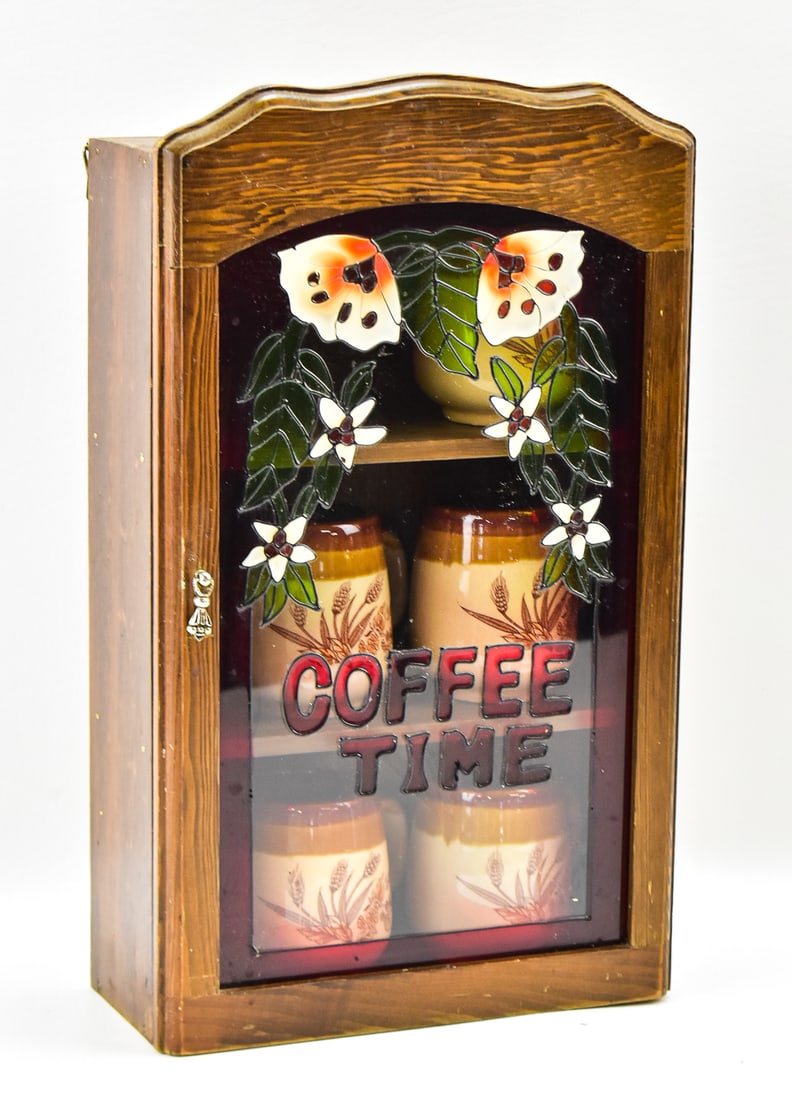 1970s COFFEE TIME CABINET WITH MUGS (1 of 4)
