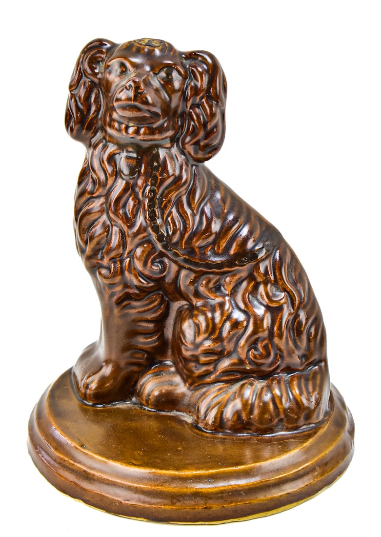 ENGLISH ROCKINGHAM SPANIEL POTTERY DOG (1 of 3)