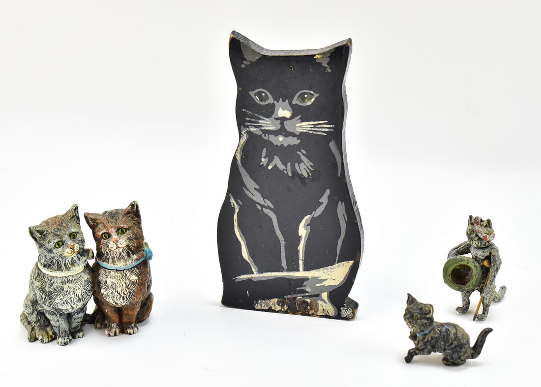 ASSORTED CAT FIGURINES & DOORSTOP (1 of 2)