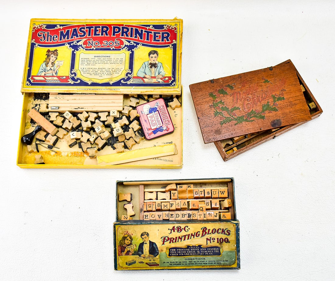 ASSORTED ANTIQUE CHILDREN'S PRINTING BLOCK SETS (1 of 2)