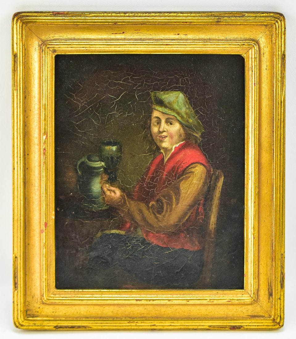 Original W. Dawson Old Man With Pipe Oil Painting Original W. Dawson Old Man With Pipe Oil Painting