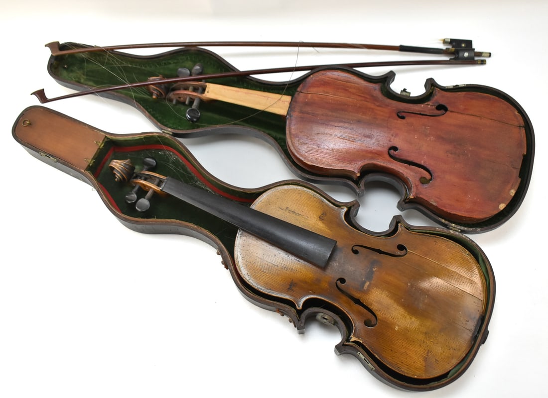 PAIR OF ANTIQUE VIOLINS (1 of 2)