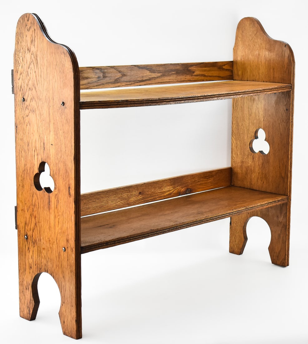 ARTS & CRAFTS QUARTERSAWN OAK TWO-TIER BOOKSHELF (1 of 2)
