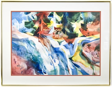 MARGE EATON JOHNSON ABSTRACT WATERCOLOR LANDSCAPE