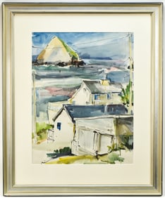 BETS COLE 'PACIFIC COAST TOWN' WATERCOLOR PAINTING