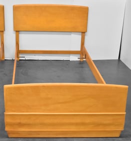 HEYWOOD-WAKEFIELD MAPLE-WHEAT FINISH TWIN BED FRAME , CIRCA 1950s