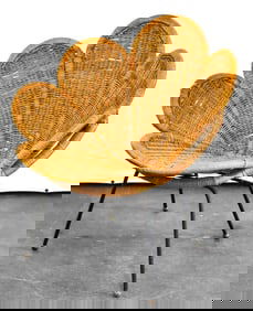 CALIF-ASIA HOLLYWOOD REGENCY RATTAN FLOWER-FORM PATIO CHAIR