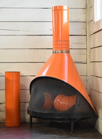 MIDCENTURY PREWAY PORCELAIN ENAMEL WOOD STOVE