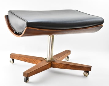 G PLAN DANISH MODERN LEATHER FOOTSTOOL/OTTOMAN, CIRCA 1960s