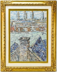 ELIAS GOLDBERG 'WASHINGTON HEIGHTS' NEW YORK OIL PAINTING