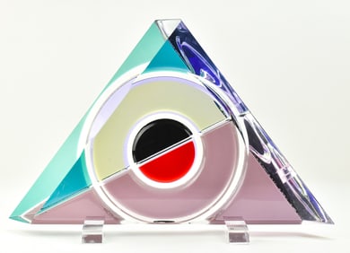 SHLOMI HAZIZA ACRYLIC LUCITE LARGE TRIANGLE SCUPTURE
