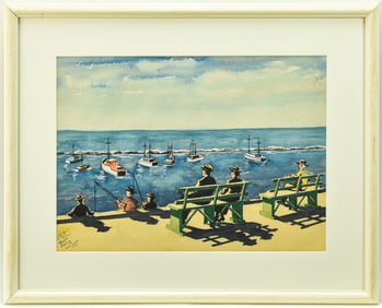 HARRISON HARTLEY 'SANTA MONICA, CALIF.' WATERCOLOR PAINTING