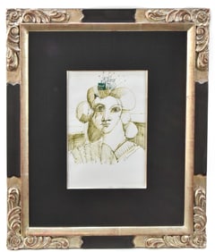 BOB GUCCIONE 'WOMAN'S PORTRAIT' WATERCOLOR & PENCIL ON PAPER