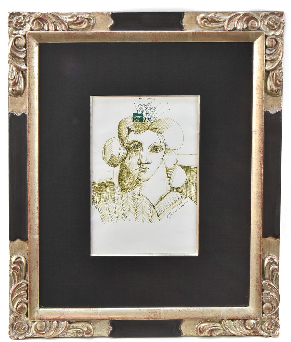 BOB GUCCIONE 'WOMAN'S PORTRAIT' WATERCOLOR & PENCIL ON PAPER (1 of 3)