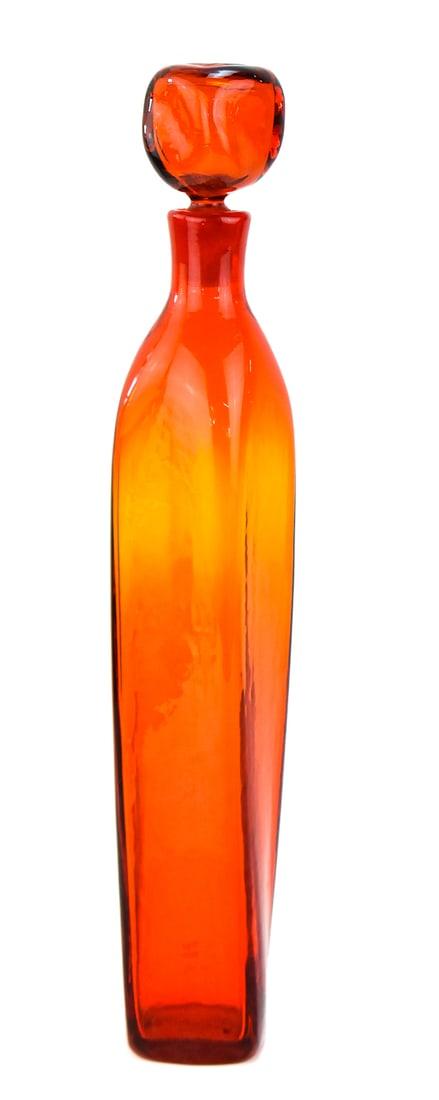 MIDCENTURY BLENKO TANGERINE GLASS DECANTER (1 of 3)
