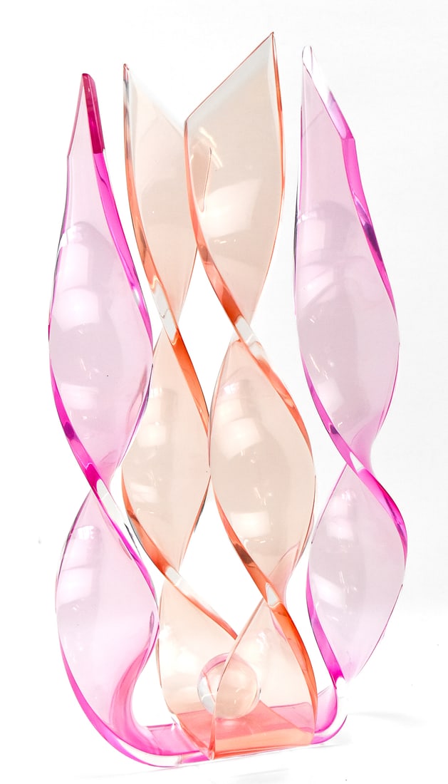 SHLOMI HAZIZA SIGNED TWIRLING RIBBON ACRYLIC LUCITE SCULPTURE (1 of 2)