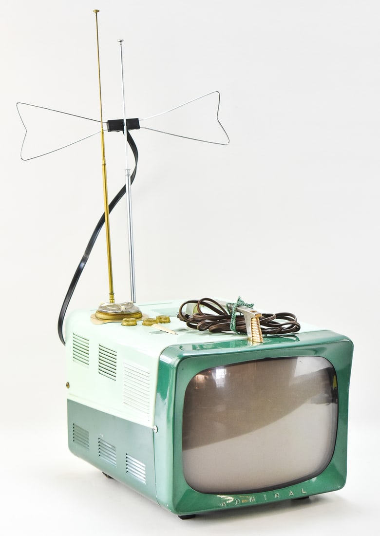 ADMIRAL PORTABLE TELEVISION, CIRCA 1956: Continental Radio and Television of Chicago, Admiral brand portable television in emerald green colorway, circa 1956.