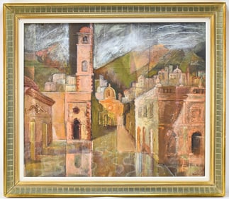 JOSEPHINE GRAHAM 'VIEW OF SALZBURG' MIXED MEDIA PAINTING