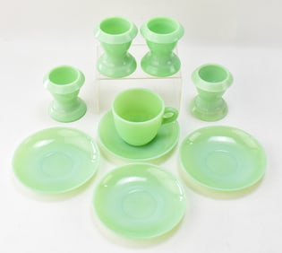 COLLECTION OF JADEITE GLASSWARE