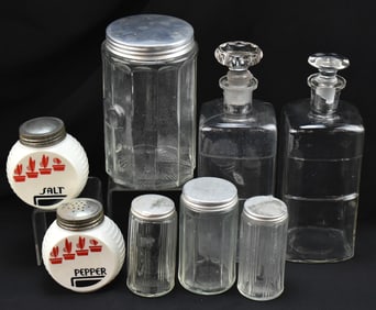 ASSORTED APOTHECARY JARS & MORE