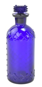 HAGERTY BROTHERS COMPANY COBALT GLASS LATTICE POISON BOTTLE