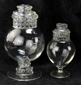 TWO TIFFIN-FRANCISCAN 'DAKOTA' GLASS APOTHECARY JARS