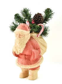 VINTAGE CHRISTMAS PAPER PULP SANTA CLAUS CANDY CONTAINER