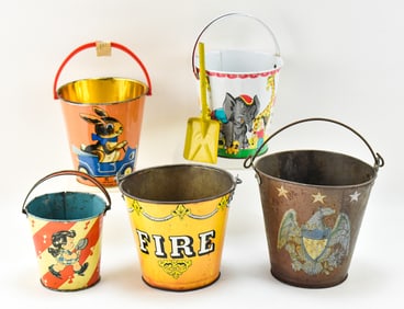 COLLECTION OF CHILDREN'S SAND PAILS