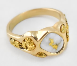 14K GOLD & GOLD QUARTZ 'OROCAL' RING