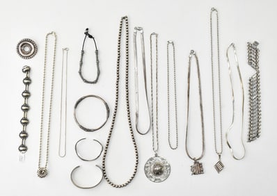 COLLECTION OF STERLING & METAL JEWELRY