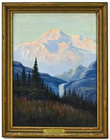 CHARLES AUGUSTUS SWANSON MOUNTAIN LANDSCAPE OIL PAINTING