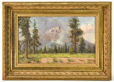 ALPHONSE SONDAG 'MT. SHASTA FOREST FIRE' OIL PAINTING