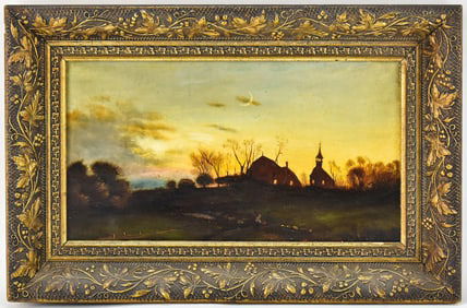 GEORGE MCCORD 'COUNTRYSIDE SUNSET' OIL PAINTING
