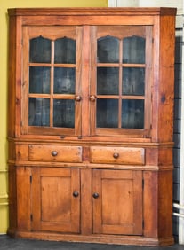 19TH CENTURY PINE TWO-PIECE CORNER CUPBOARD