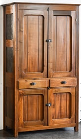 19TH CENTURY WALNUT AND OAK PUNCHED TIN CUPBOARD