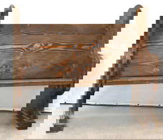 ANTIQUE OAK & PINE CHURCH PEW BENCH