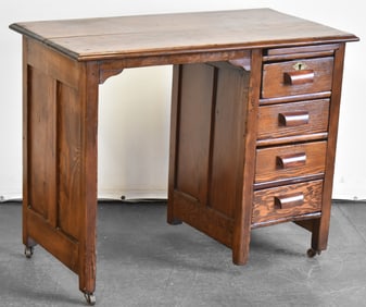 19TH CENTURY CHILD'S FIR PEDESTAL DESK