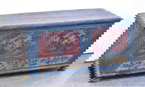 19TH C. PAINTED MARRIAGE CHEST
