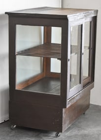 ANTIQUE WOOD & GLASS MERCANTILE DISPLAY CABINET